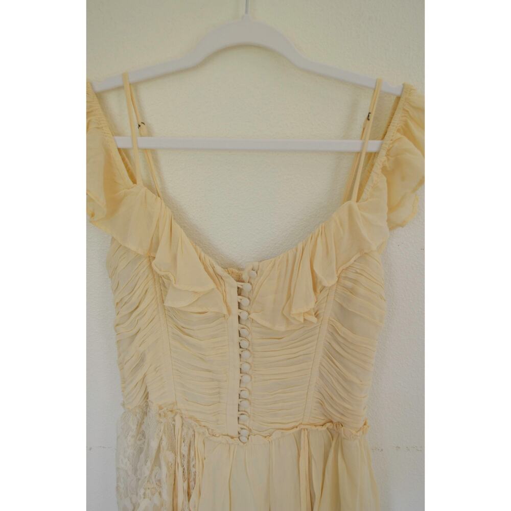 By Anthropologie Corset Tiered Lace Ruffle Maxi in Ivory Dress Medium $268 - Picture 4 of 7